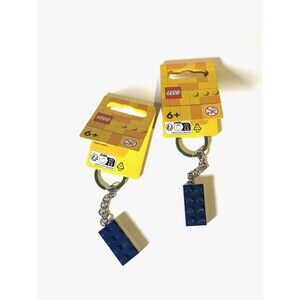 2 PACK - Brand New LEGO Earth Blue 2x4 Brick Key Chain 854237